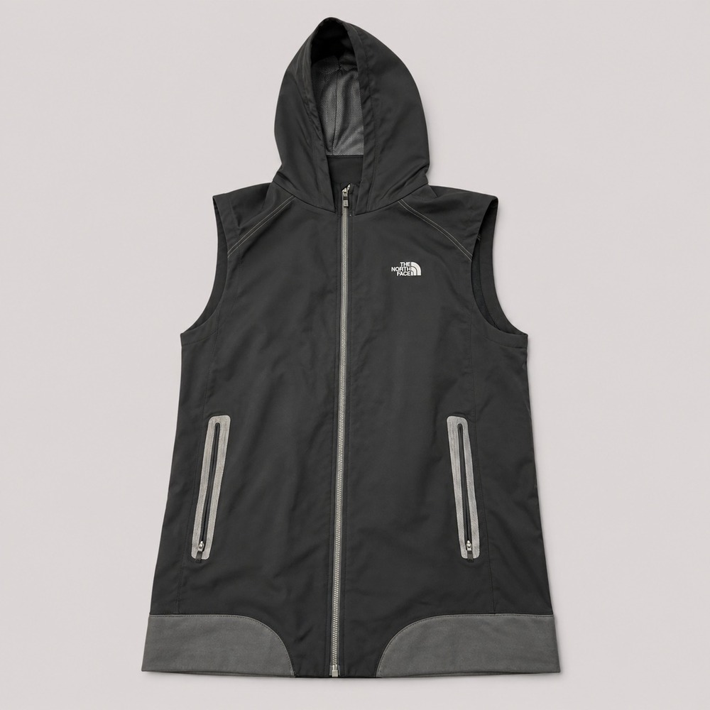 The North Face Mens Large Mountain Athletics Hooded Vest Black Full Zip